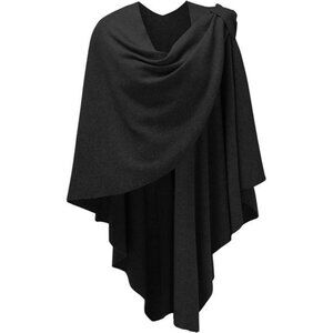 Womens Poncho Sweater Wrap Cross Front Knitted Shawl Cape Topper Fall Winter